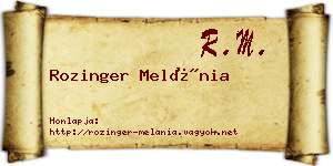 Rozinger Melánia névjegykártya